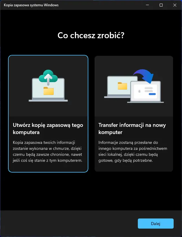 Utwórz kopię zapasową tego komputera